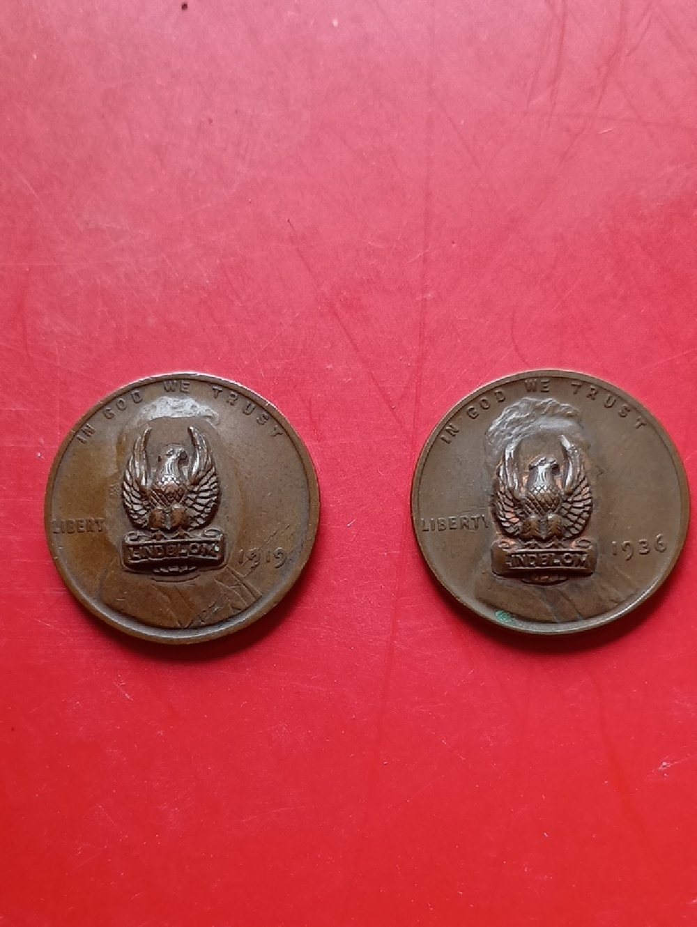 Set of Two Counterstamped pennies